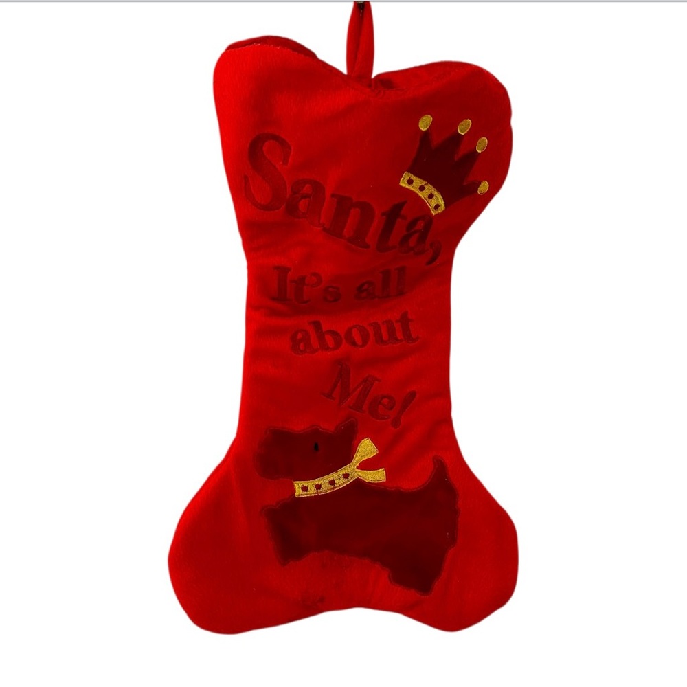 DAN DEE Christmas Stocking Red velvet schnauzer dog